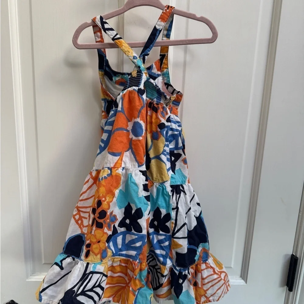 Gymboree Girls Size 4 Sleeveless Tropical Floral Dress - Orange, Blue, White